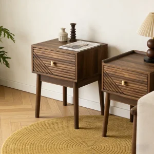 Medieval modern style walnut bed cabinet, two-piece set