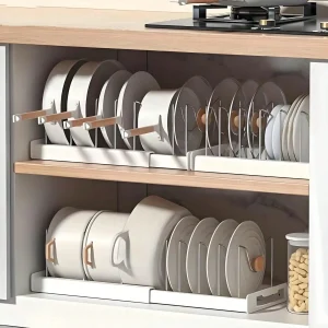 Heavy-Duty Pull-Out Pot Lid Organizer Rack, Under Cabinet Kitchen Organizer